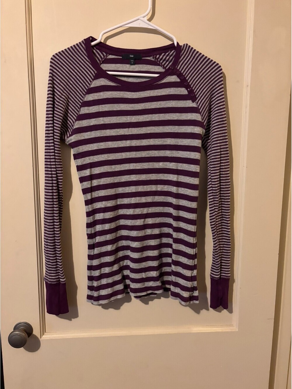 Gap Striped Long Sleeve Slim Fit Shirt with Button Detail